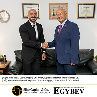(Right) Amr Reda, CEO & Deputy Chairman, Egyptian International Beverage Co. (Left) Ahmad Aboelyazeid, Regional Director – Egypt, Elite Capital & Co. Limited