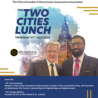 * Mr. Tony Devenish , Member of the London Assembly for West Central, member of the Conservative Party, and Councillor on Westminster City Council, representing the Knightsbridge and Belgravia ward. * Mr. George Matharu, CEO of Elite Capital & Co.